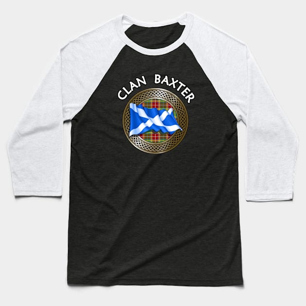 Clan Baxter Crest & Tartan Knot Baseball T-Shirt by Taylor'd Designs